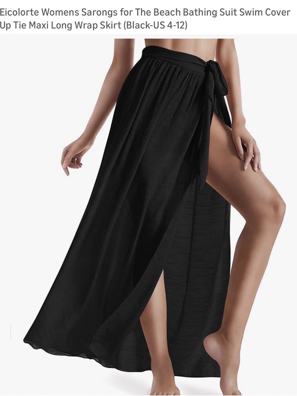 Black Wrap Maxi Sarong - Women's Beach Cover-Up